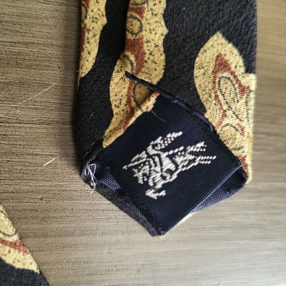 Vintage Burberrys of London Paisley Taupe Brown Black Silk Tie 58' - Picture 4 of 7